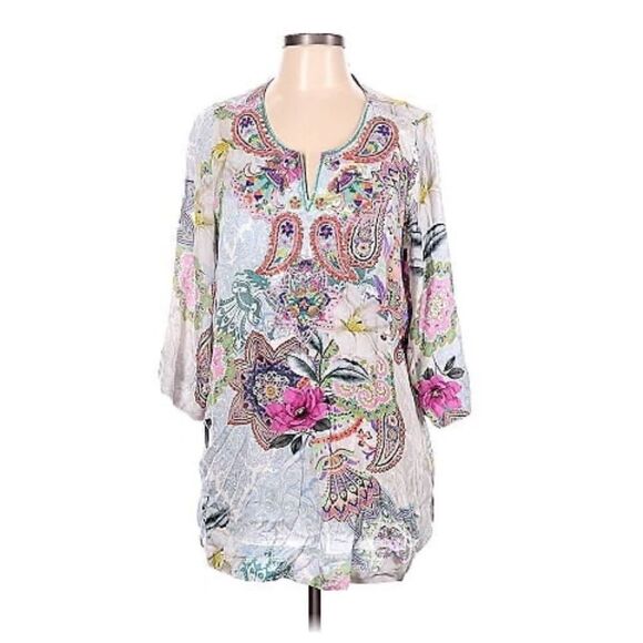 Soft Surroundings Florent beaded embellished tunic floral M - Picture 4 of 11